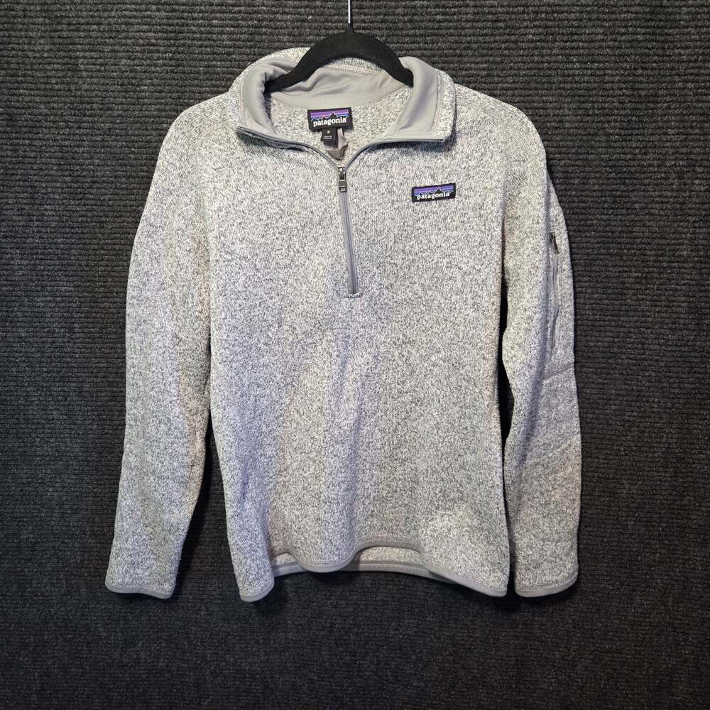 Patagonia Better Sweater 1/4 Zip Fleece Pullover Womens Medium Gray EY Logo